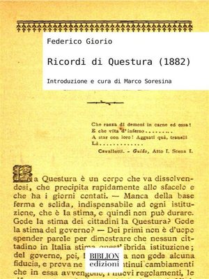 cover image of Ricordi di Questura (1882)